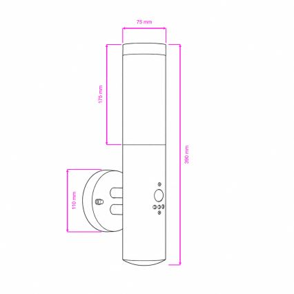 BRILAGI - Applique murale d'extérieur ELIA avec détecteur, 1xE27/20W/230V, IP44, chrome mat