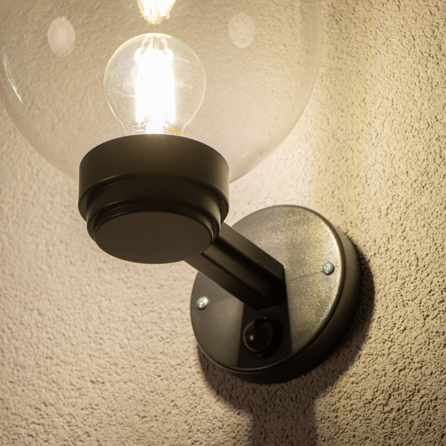 Brilagi - Applique murale d'extérieur avec détecteur de mouvement HARBOR 1xE27/40W/230V IP33 anthracite/transparent