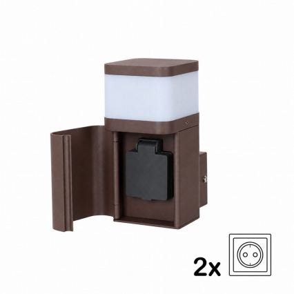 BRILAGI - Applique murale extérieure avec prise SCHUKO PILLAR 1xG9/11W/230V IP44 marron