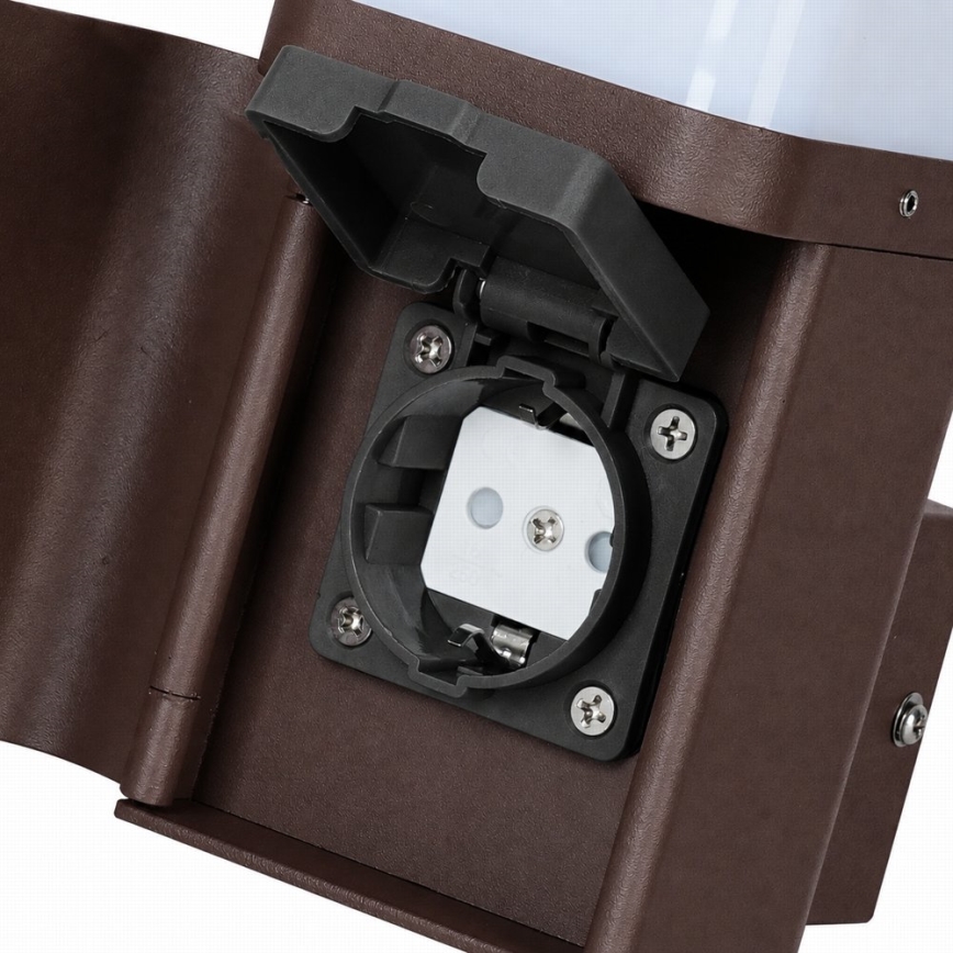 BRILAGI - Applique murale extérieure avec prise SCHUKO PILLAR 1xG9/11W/230V IP44 marron