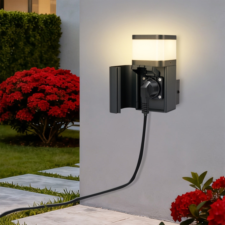 Brilagi - Applique murale extérieure avec prise SCHUKO PILLAR 1xG9/11W/230V IP44 anthracite
