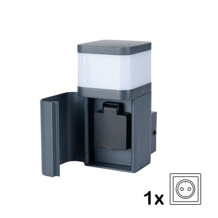 Brilagi - Applique murale extérieure avec prise SCHUKO PILLAR 1xG9/11W/230V IP44 anthracite