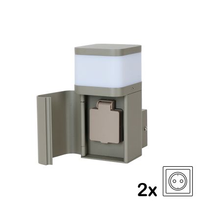 BRILAGI - Applique murale d'extérieur avec prise SCHUKO PILLAR 1xG9/11W/230V IP44 gris