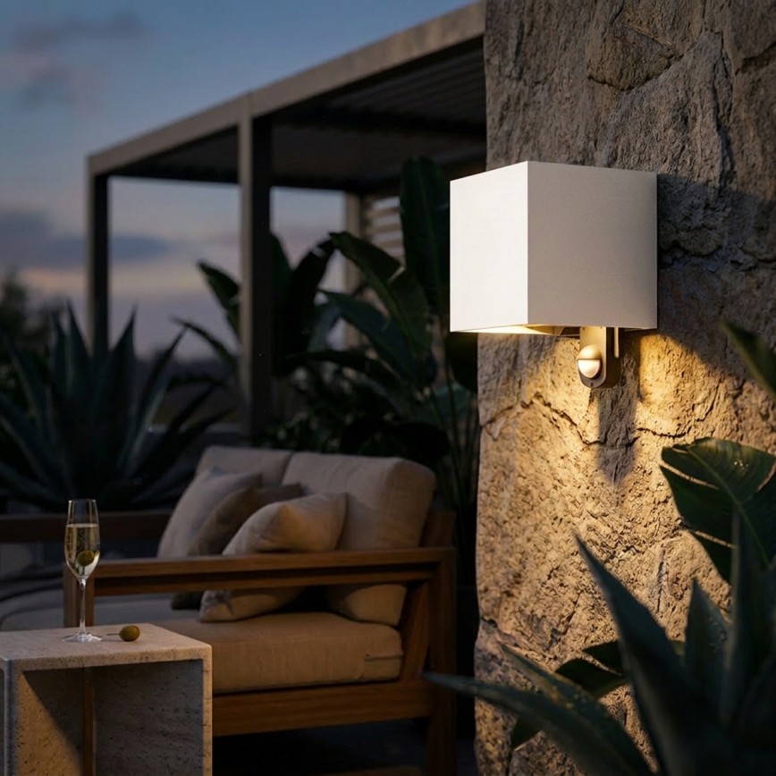 Brilagi - Applique murale d'extérieur CUBE à capteur, LED 6 W, 230 V, gris, IP65