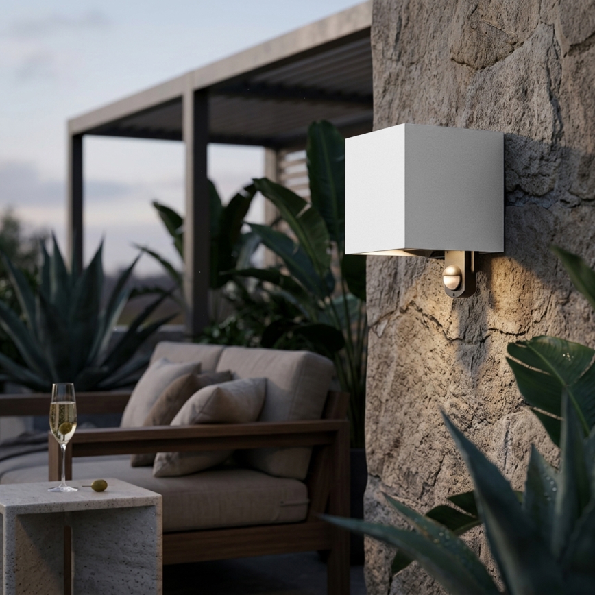 Brilagi - Applique murale d'extérieur CUBE à capteur, LED 6 W, 230 V, gris, IP65