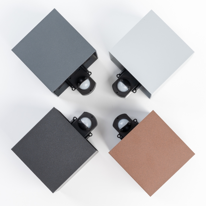 BRILAGI - Applique murale d'extérieur CUBE à capteur, LED 6 W, 230 V, gris, IP65