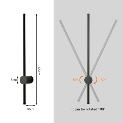 Brilagi - Applique murale d'extérieur AURA LED/12W/230V 4000K IP54 65 cm noir IRC 90