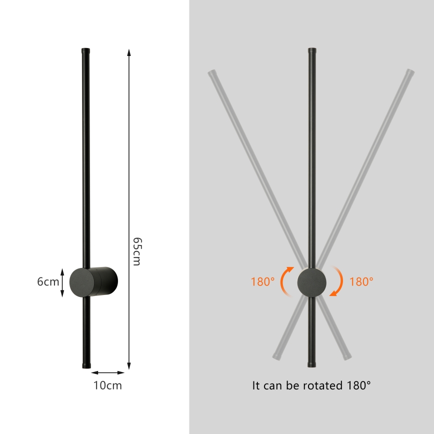 Brilagi - Applique murale d'extérieur AURA LED/12W/230V 4000K IP54 65 cm noir IRC 90