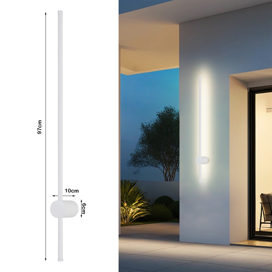 Brilagi - Applique murale LED d'extérieur AURA LED/20W/230V 3000K IP54 97 cm blanche IRC 90