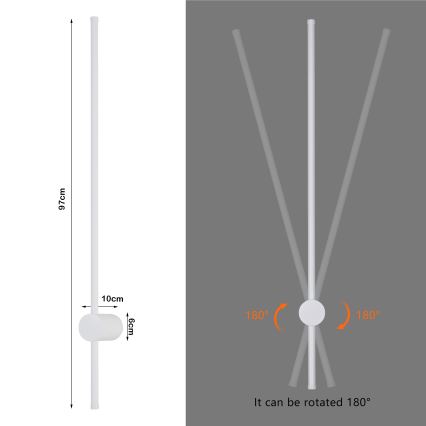 Brilagi - Applique murale LED d'extérieur AURA LED/20W/230V 3000K IP54 97 cm blanche IRC 90