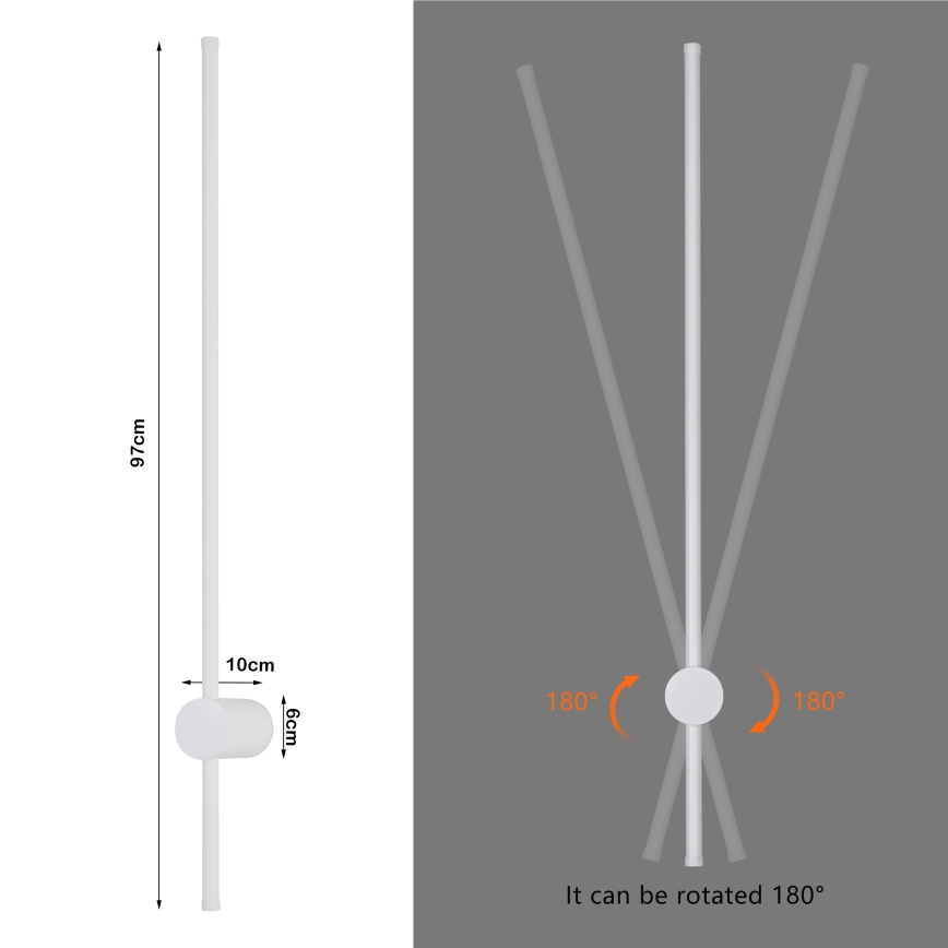 Brilagi - Applique murale LED d'extérieur AURA LED/20W/230V 3000K IP54 97 cm blanche IRC 90
