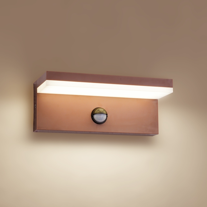 Brilagi - Applique murale d'extérieur LED avec détecteur TESSI LED/10W/230V marron IP54