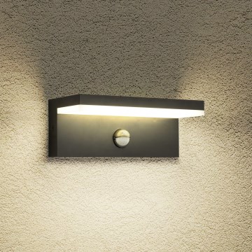 Brilagi - Applique murale d'extérieur LED avec détecteur TESSI LED/10W/230V noire IP54