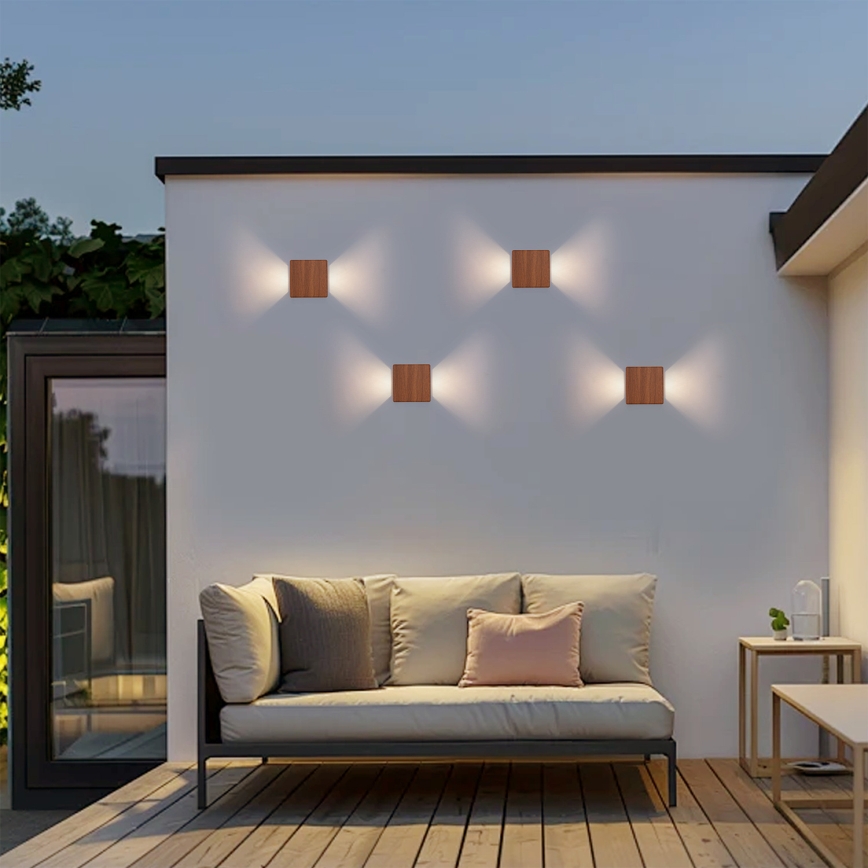 Brilagi - Applique murale d'extérieur LED DOUBLERAY LED/6W/230V aspect bois IP54