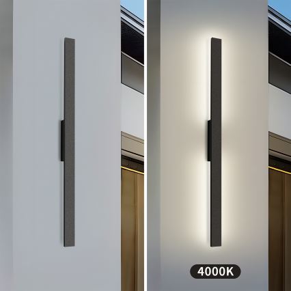 Brilagi - Applique murale extérieure LUNA LED/24W/230V 4000K IP65 100 cm noire IRC 90