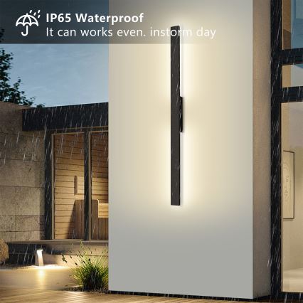 Brilagi - Applique murale extérieure LUNA LED/24W/230V 4000K IP65 100 cm noire IRC 90
