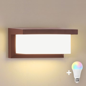 Brilagi - Applique murale d'extérieur LED RGBW dimmable BRICKY 1xE27/9W/230V 2700-6500K IP54 marron