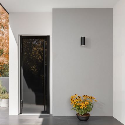 Brilagi - LED RGBW Applique murale extérieure dimmable MATERA 2xGU10/4,8W/230V 3000K IP54 noire + télécommande