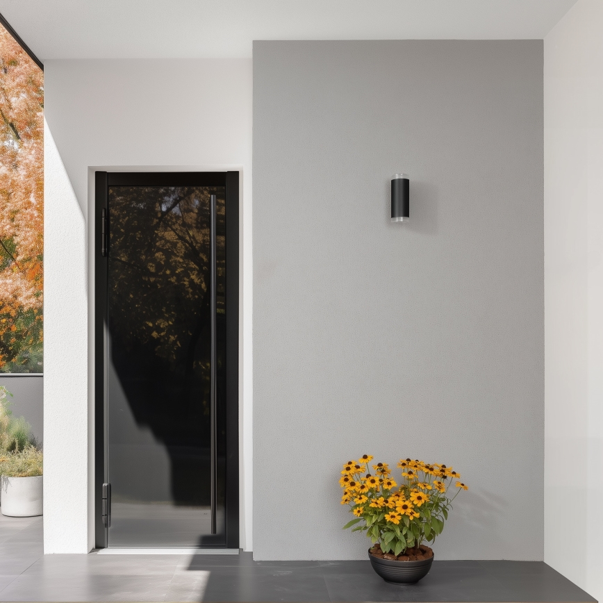 Brilagi - LED RGBW Applique murale extérieure dimmable MATERA 2xGU10/4,8W/230V 3000K IP54 noire + télécommande