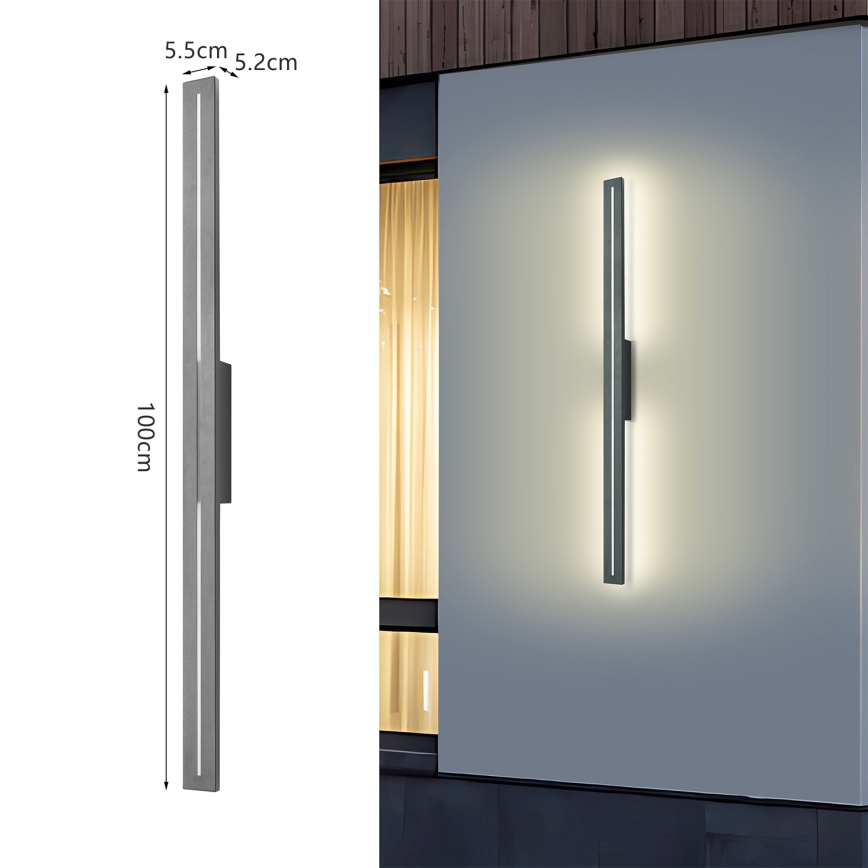 Brilagi - Applique murale extérieure LED LINEO 24W/230V 3000K IP65 100 cm anthracite IRC 90