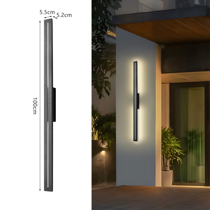 Brilagi - Applique murale LED d'extérieur LINEO LED/24W/230V 3000K IP65 100 cm noir IRC 90