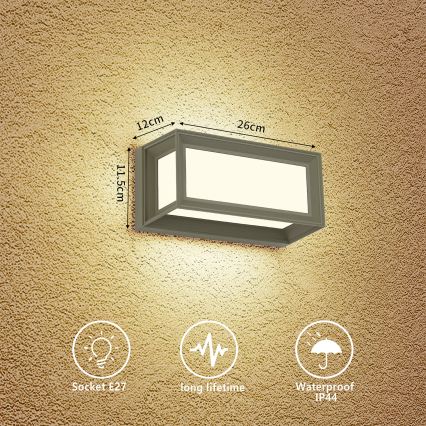 Brilagi - Applique murale d'extérieur PARKER 1xE27/60W/230V grise IP44