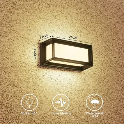 Brilagi - Applique murale d'extérieur PARKER 1xE27/60W/230V noire IP44