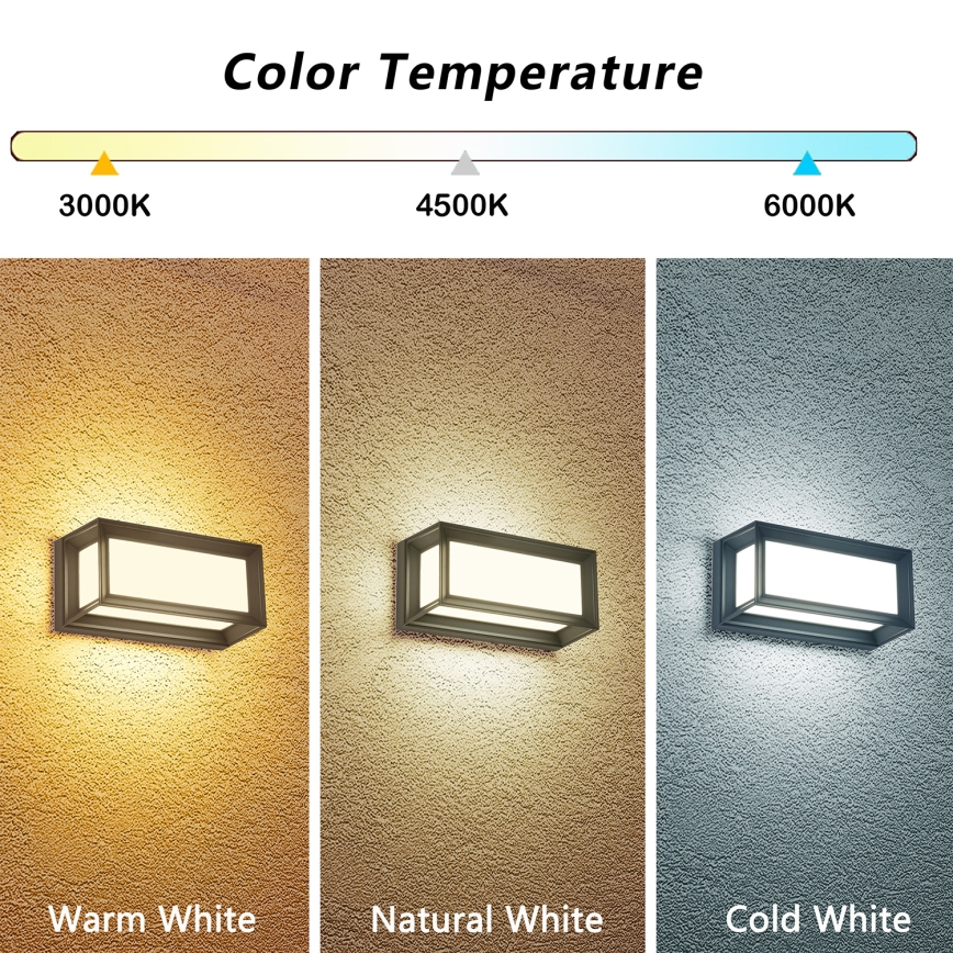 Brilagi - Applique murale d'extérieur LED PARKER LED/12W/230V 3000/4500/6000K anthracite IP44
