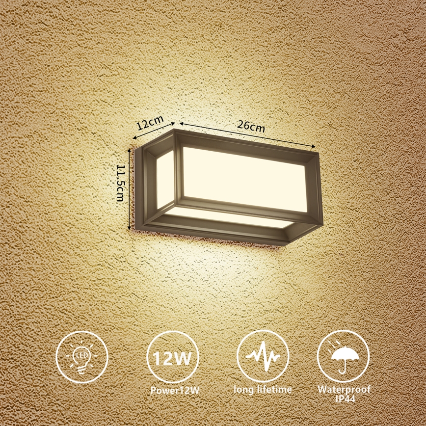 Brilagi - Applique murale d'extérieur LED PARKER LED/12W/230V 3000/4500/6000K anthracite IP44