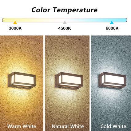 Brilagi - Applique murale extérieure LED PARKER LED/12W/230V 3000/4500/6000K marron IP44