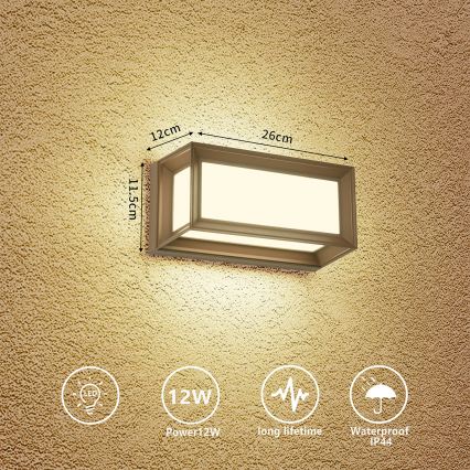 Brilagi - Applique murale extérieure LED PARKER LED/12W/230V 3000/4500/6000K marron IP44
