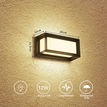 Brilagi - Applique murale d'extérieur PARKER LED/12W/230V noire IP44