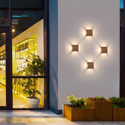 Brilagi - Applique murale d'extérieur QUADRAY LED/6W/230V finition bois IP54