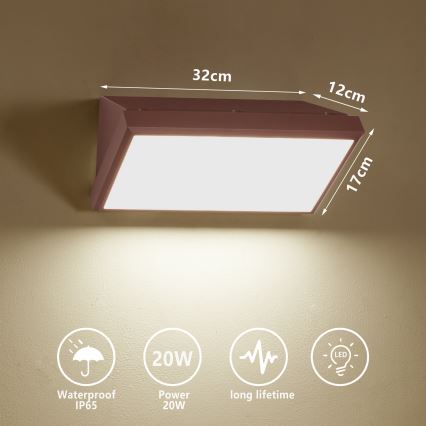 Brilagi - Applique murale extérieure LED TRIANGLE LED/20W/230V 3000/4000/6500K brune IP65