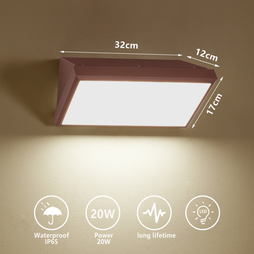 Brilagi - Applique murale extérieure LED TRIANGLE LED/20W/230V 3000/4000/6500K brune IP65