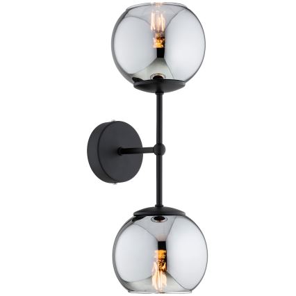 Brilagi - Applique murale DIOR 2xE27/60W/230V noir/gris fumé