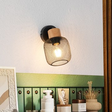 Brilagi - Applique murale directionnelle BASKLITE 1xE27/15W/230V hévéa/noir