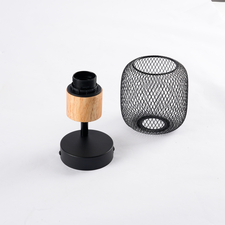 Brilagi - Applique murale directionnelle BASKLITE 1xE27/15W/230V hévéa/noir