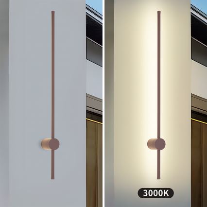 Brilagi - Applique murale d'extérieur LED AURA, 20 W, 230 V, 3000 K, IP54, 97 cm, marron, IRC 90