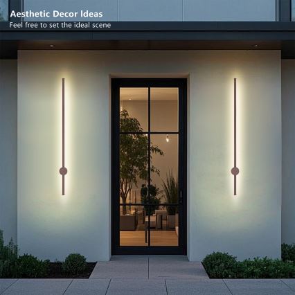 Brilagi - Applique murale d'extérieur LED AURA, 20 W, 230 V, 3000 K, IP54, 97 cm, marron, IRC 90