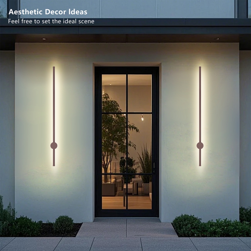 Brilagi - Applique murale d'extérieur LED AURA, 20 W, 230 V, 3000 K, IP54, 97 cm, marron, IRC 90