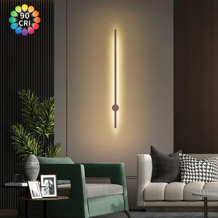 Brilagi - Applique murale d'extérieur LED AURA, 20 W, 230 V, 3000 K, IP54, 97 cm, marron, IRC 90