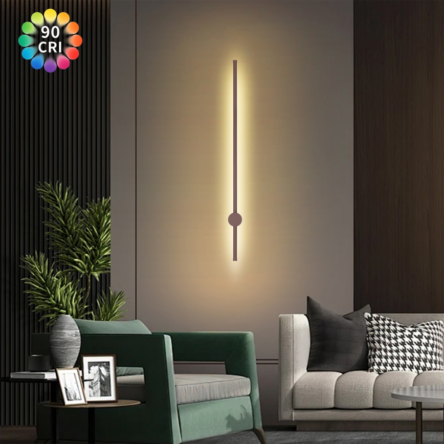 Brilagi - Applique murale d'extérieur LED AURA, 20 W, 230 V, 3000 K, IP54, 97 cm, marron, IRC 90