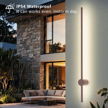 Brilagi - Applique murale d'extérieur LED AURA, 20 W, 230 V, 3000 K, IP54, 97 cm, marron, IRC 90
