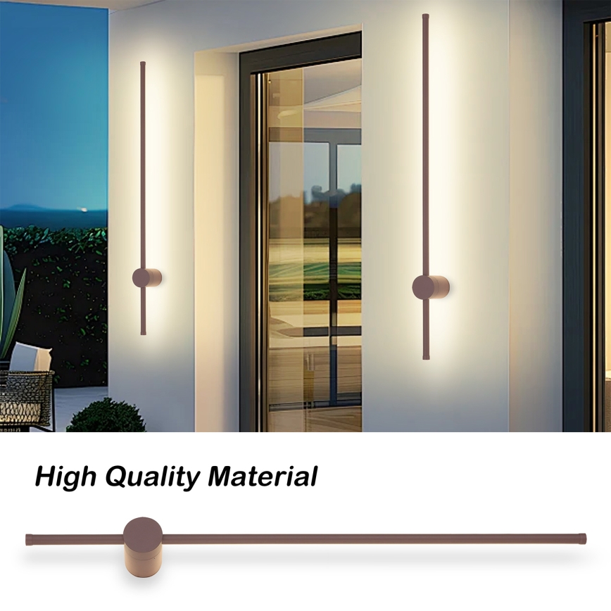 Brilagi - Applique murale d'extérieur LED AURA, 20 W, 230 V, 3000 K, IP54, 97 cm, marron, IRC 90