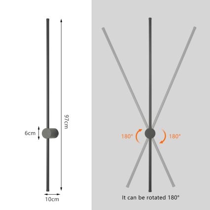 Brilagi - Applique murale extérieure LED AURA LED/20W/230V 3000K IP54 97 cm anthracite IRC 90