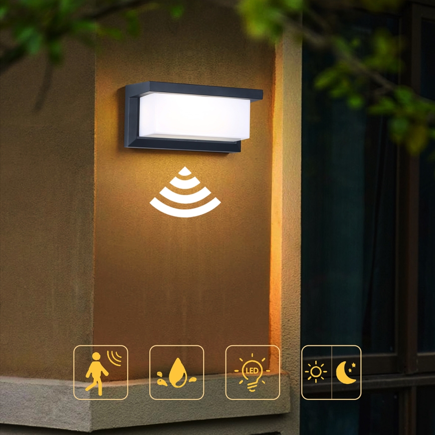 Brilagi - Applique murale extérieure avec détecteur BRICKY LED/12W/230V anthracite IP54