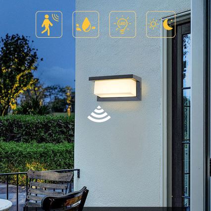 Brilagi - Applique murale extérieure avec détecteur BRICKY LED/12W/230V anthracite IP54