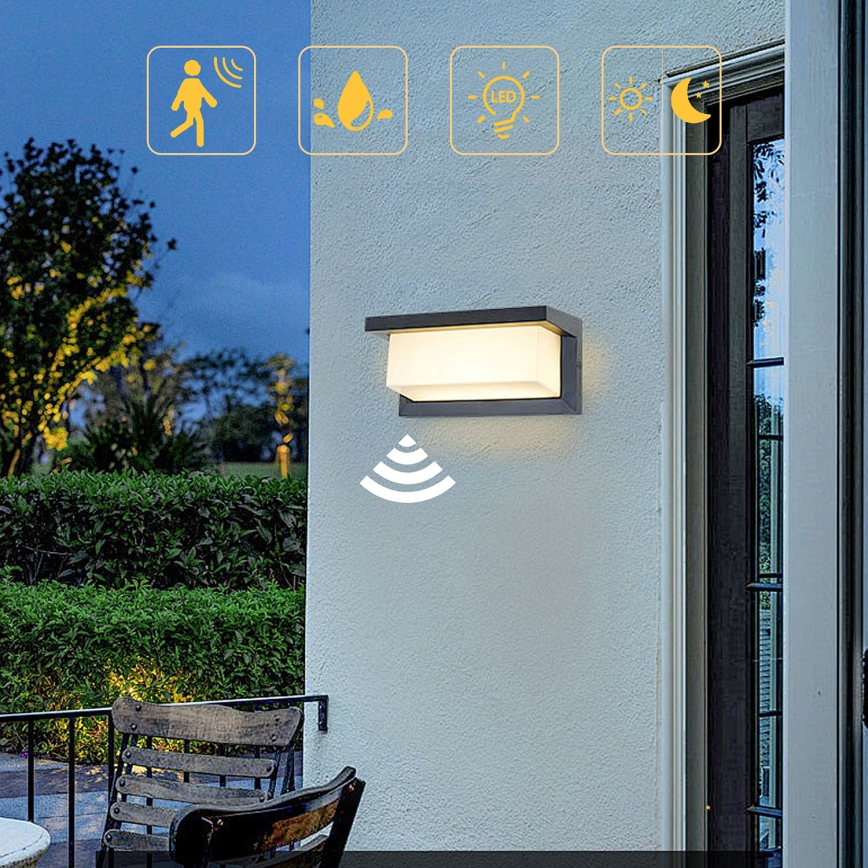 Brilagi - Applique murale extérieure avec détecteur BRICKY LED/12W/230V anthracite IP54