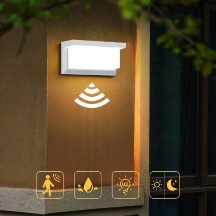 Brilagi - Applique murale extérieure avec détecteur BRICKY LED/12W/230V blanc IP54